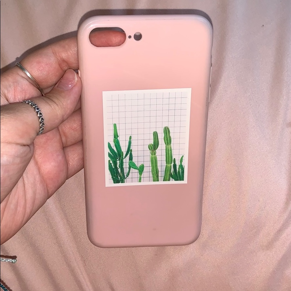 Baby Pink Cactus Plaid Phone 8 plus Iphone case